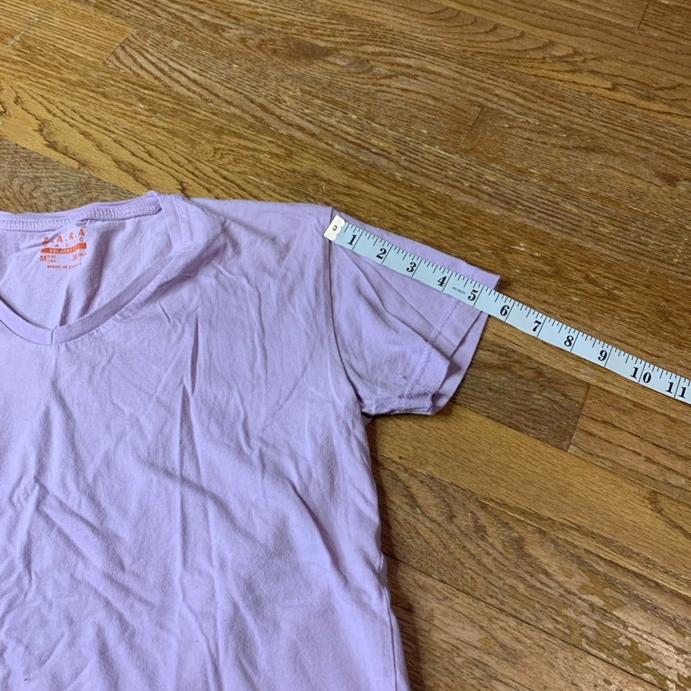ZARA Basic Pink V-Neck Short Sleeve Tee - Relaxed Fit M - Picture 7 of 7